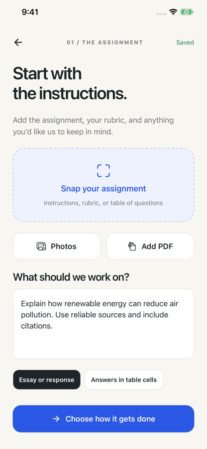 Capturing an assignment in Write It for iPhone